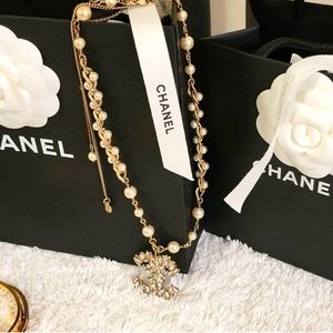 Chanel Classic Gold, Pearl, and Crystal Necklace- Limited Edition Vintage